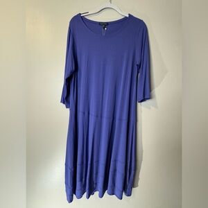 NWT Eileen Fisher Royal Blue Long Sleeve Dress Size L
